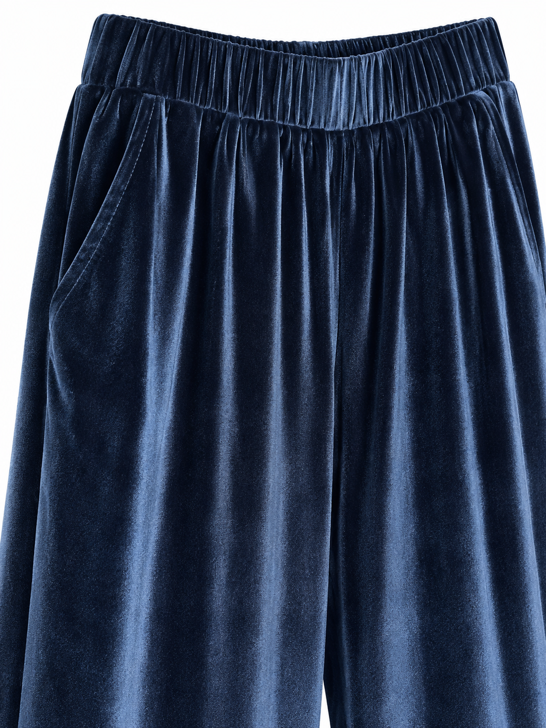 Pantaloni in velluto blu con fantasia ornamentale - dettaglio 1