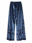 Pantaloni in velluto blu con fantasia ornamentale - retro