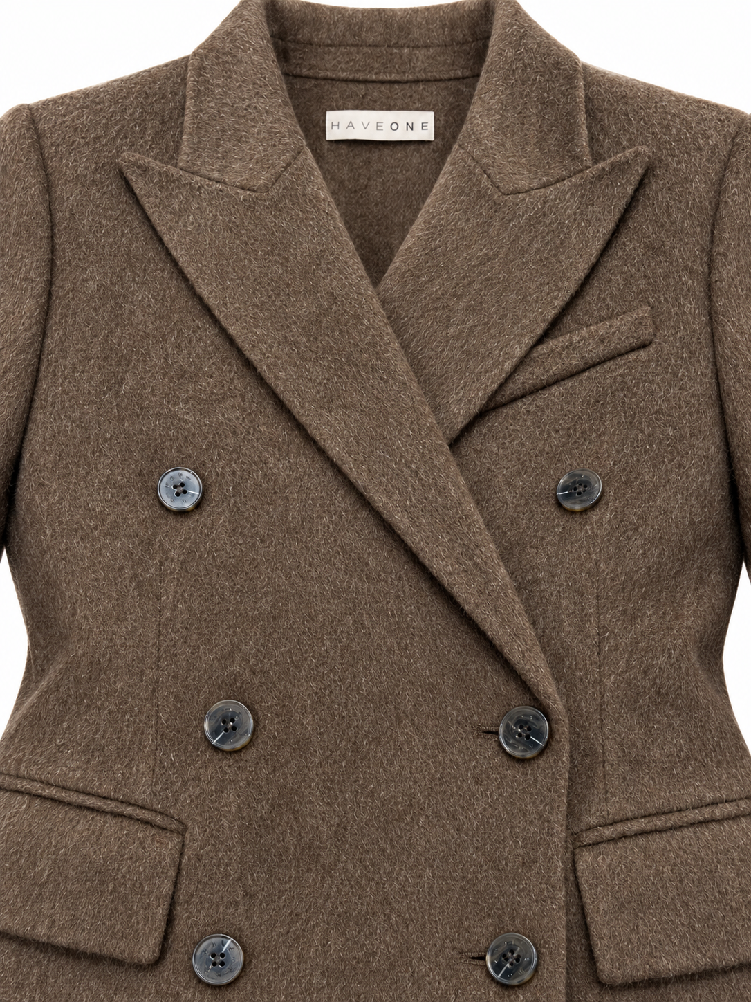Cappotto lungo marrone doppiopetto - dettaglio-revers
