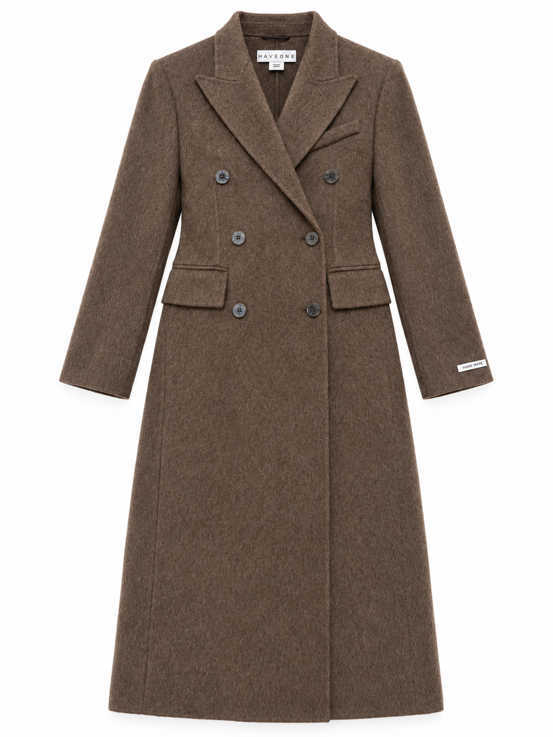 Cappotto lungo marrone doppiopetto - frontale