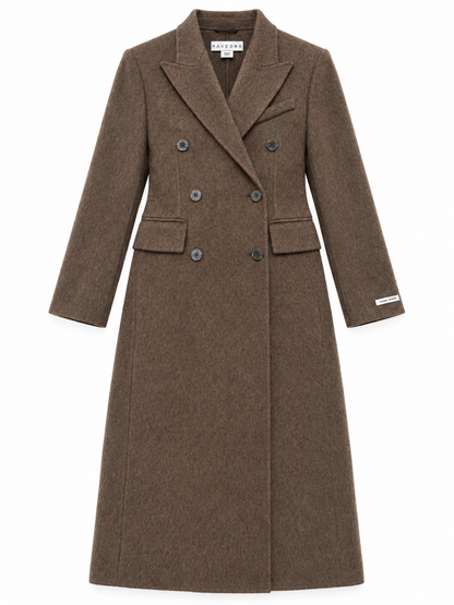 Cappotto lungo marrone doppiopetto - frontale
