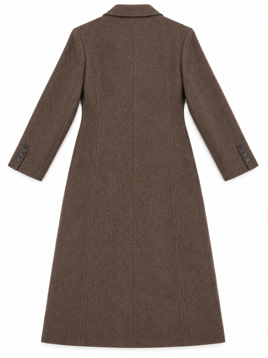 Cappotto lungo marrone doppiopetto - retro