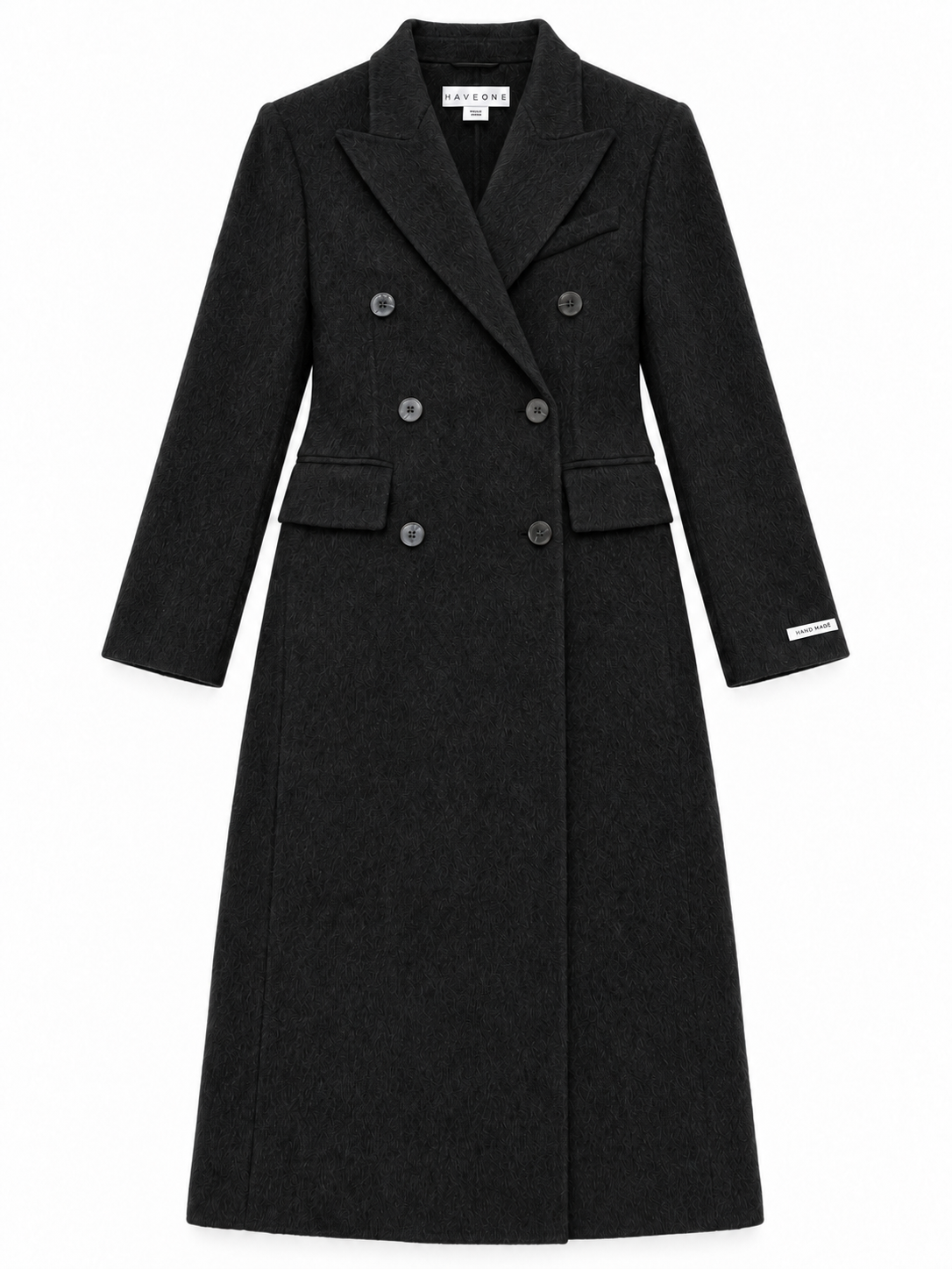 Cappotto lungo nero doppiopetto - frontale