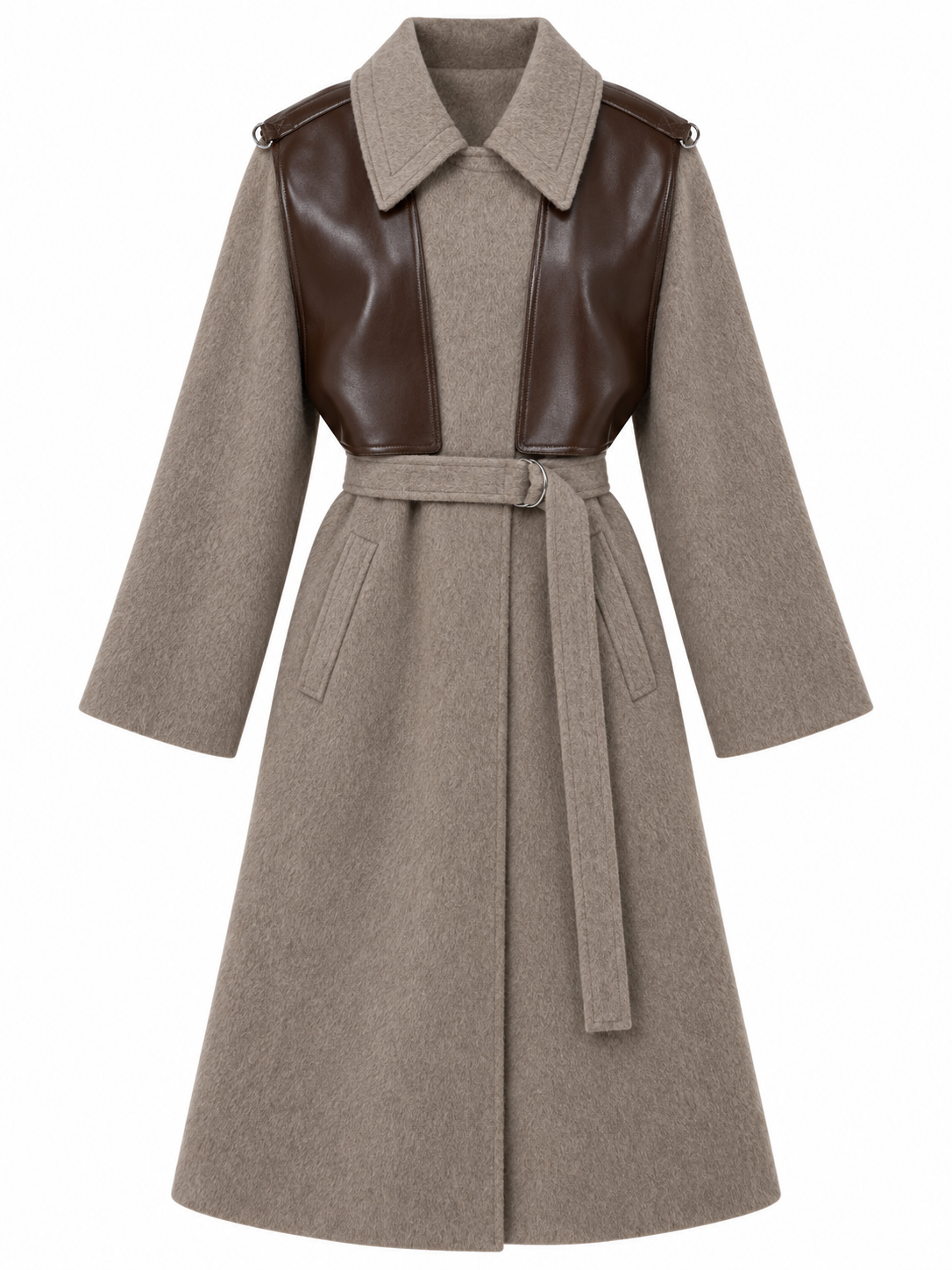 Cappotto tortora con gilet rimovibile – fronte