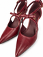 Décolleté bordeaux con fiocco e cinturino - dettaglio