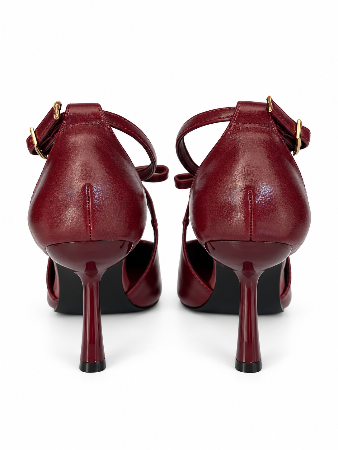 Décolleté bordeaux con fiocco e cinturino - retro