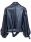 Giacca blu effetto pelle con maniche a frange – retro
