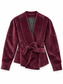 Giacca bordeaux in velluto con cintura – fronte
