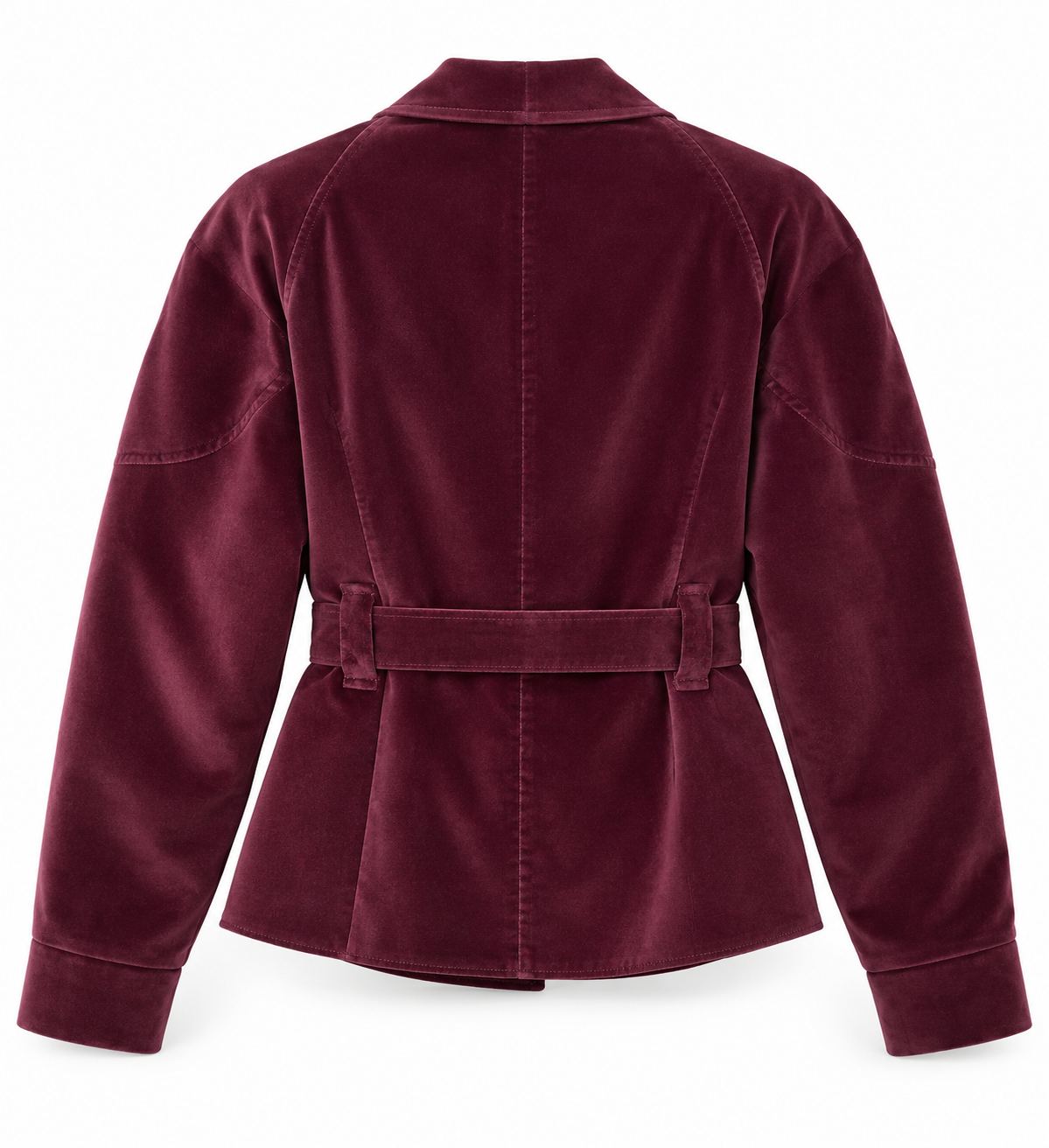 Giacca bordeaux in velluto con cintura – retro