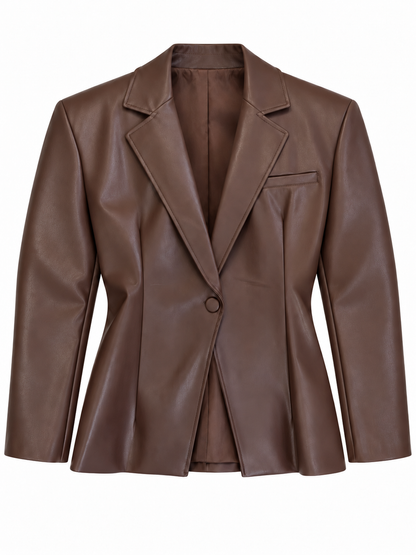 Giacca marrone in ecopelle: fronte