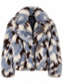 Giacca a pelo lungo maculata marrone azzurro e bianco - fronte