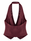 Gilet bordeaux effetto camoscio e raso - Retro aperto