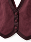 Gilet bordeaux effetto camoscio e raso - Dettaglio bottoni e bordo in raso