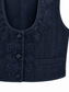 Gilet in denim blu con ricami — bottoni-tasca