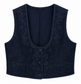Gilet in denim blu con ricami — fronte