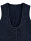 Gilet in denim blu con ricami — scollo