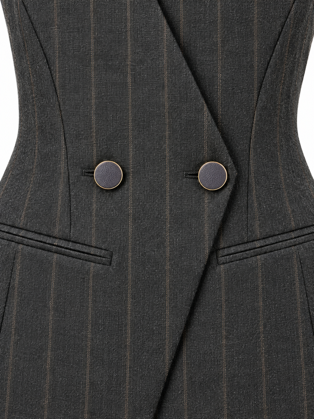 Gilet gessato antracite — dettaglio-bottoni