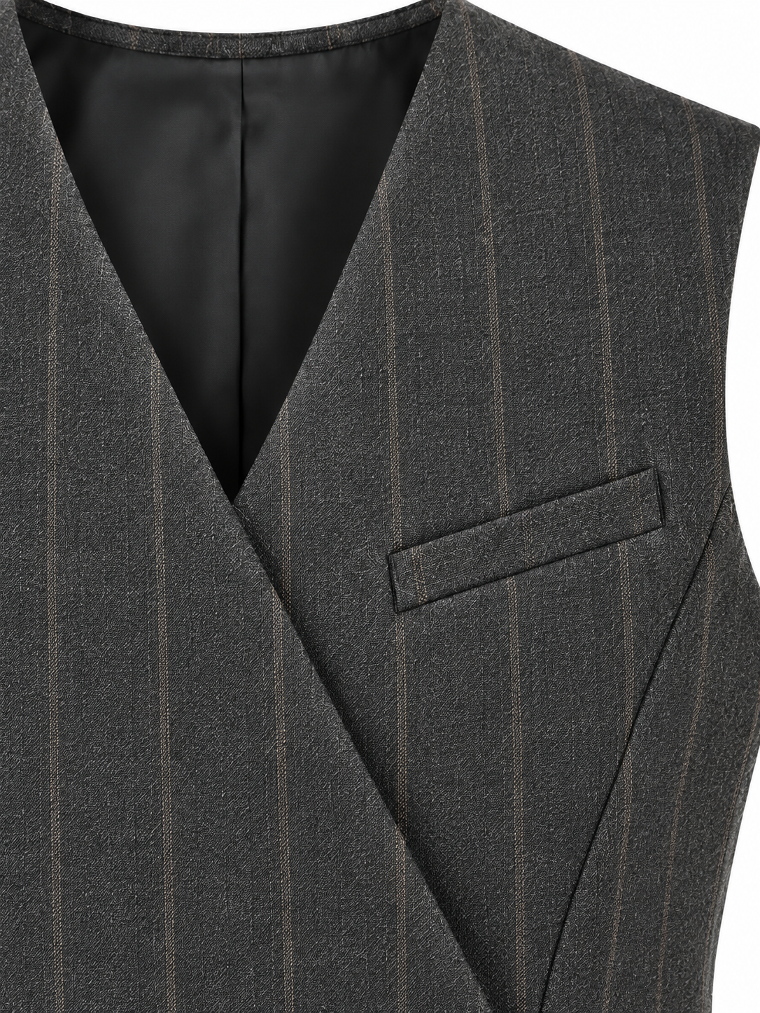 Gilet gessato antracite — dettaglio-taschino