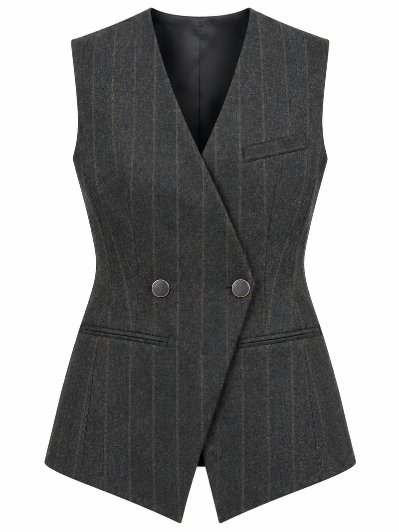 Gilet doppiopetto gessato antracite