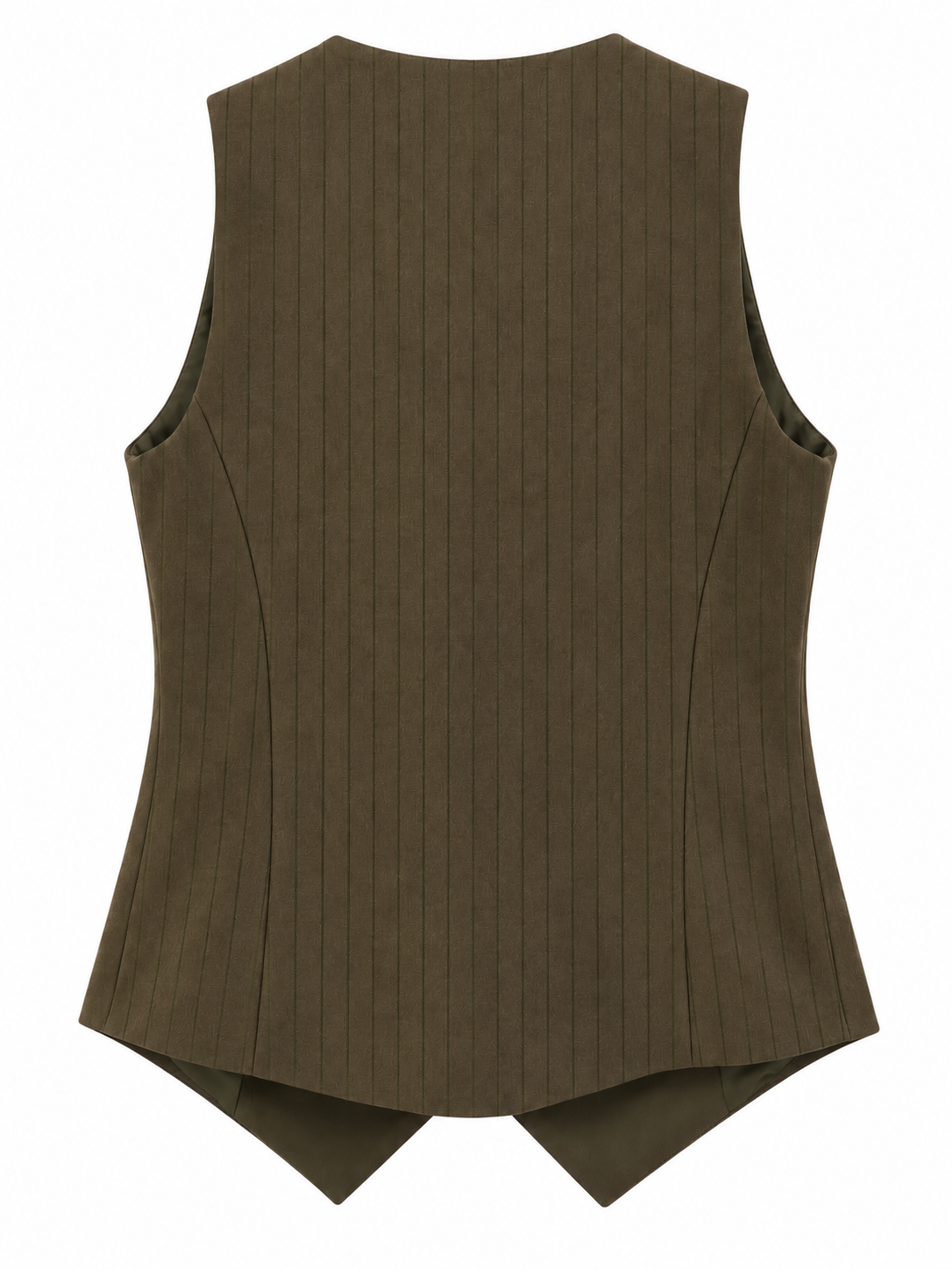 Gilet doppiopetto gessato verde oliva - retro