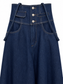 Gonna lunga in denim con bretelle e ricami – dettaglio 1