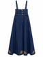 Gonna lunga in denim con bretelle e ricami – fronte