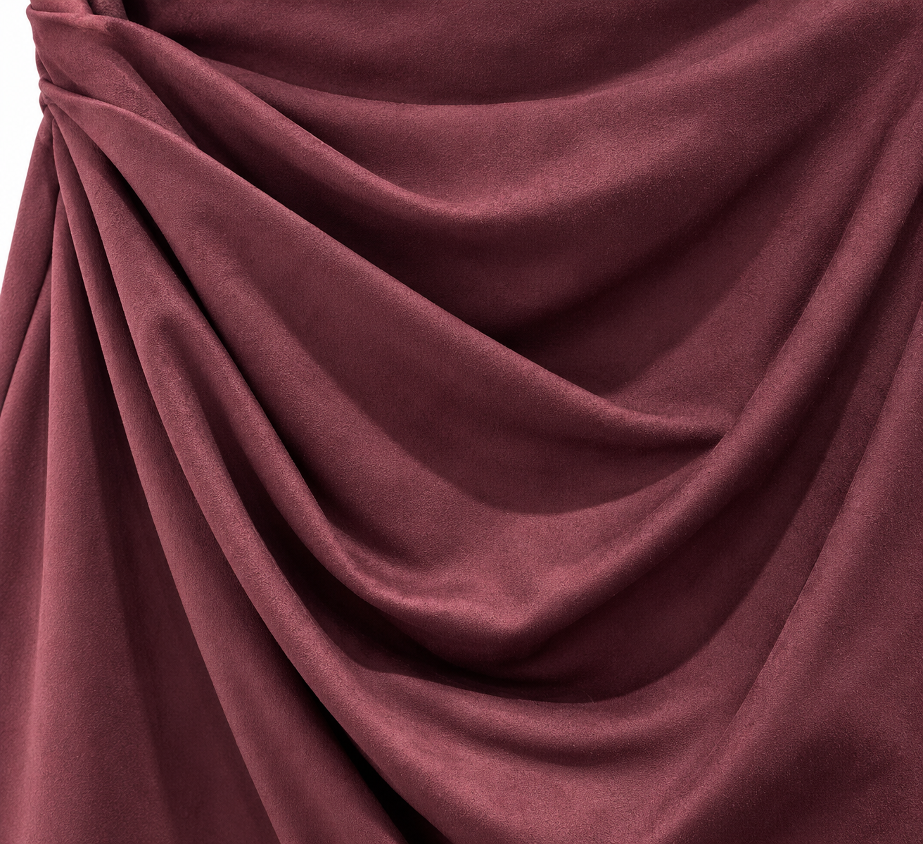 Gonna bordeaux drappeggiata effetto camoscio – drappeggio