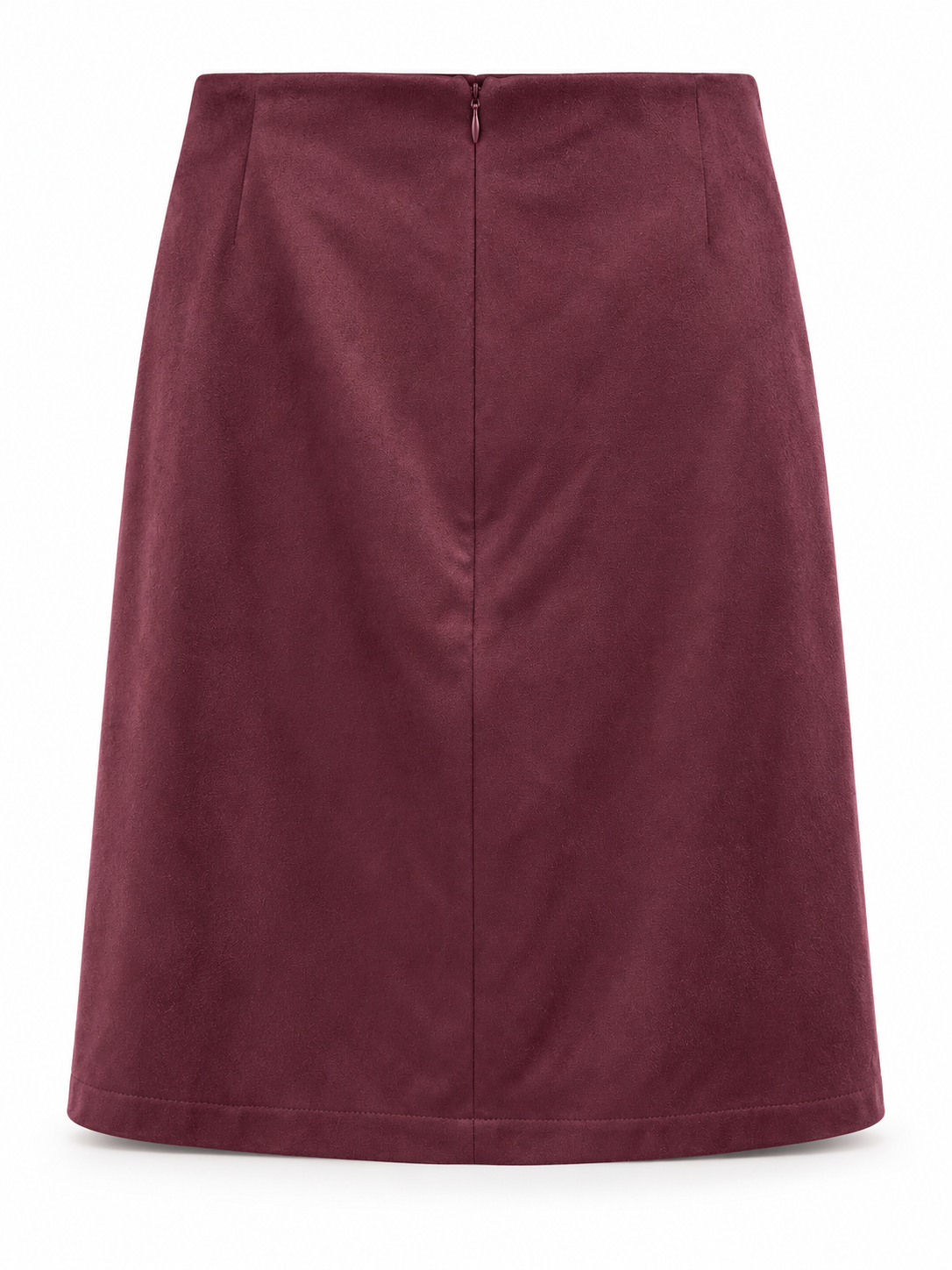 Gonna bordeaux drappeggiata effetto camoscio – retro