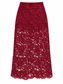 Gonna longuette bordeaux in pizzo effetto scamosciato, fronte