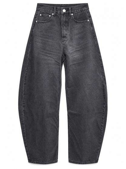 Jeans barrel grigio scuro — fronte