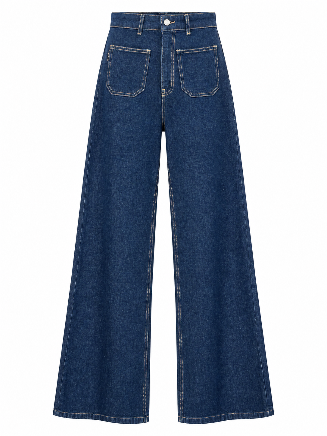 Jeans a gamba ampia con tasche applicate - fronte