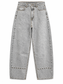 Jeans grigio chiaro con occhielli - fronte