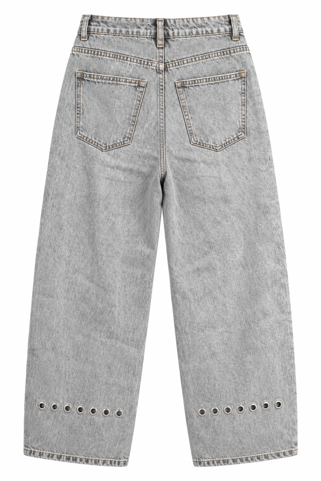 Jeans grigio chiaro con occhielli - retro