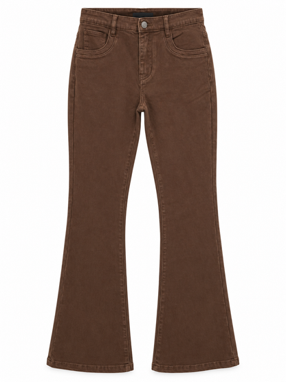 Jeans marroni leggermente svasati - fronte