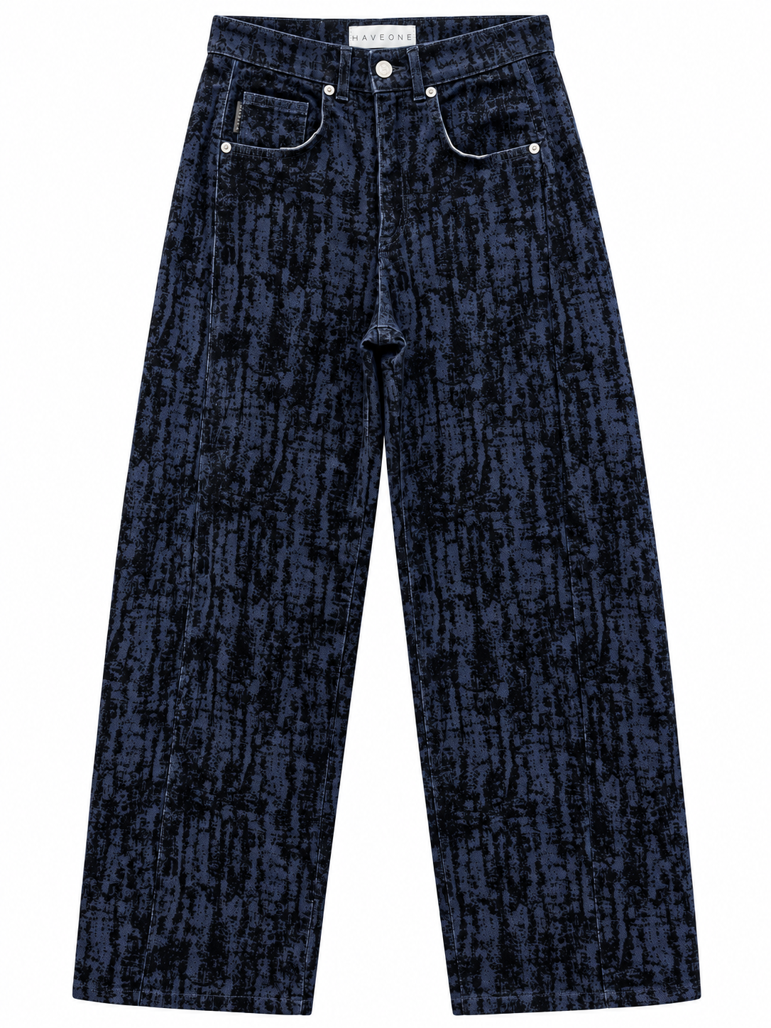 Jeans blu con velluto nero — fronte