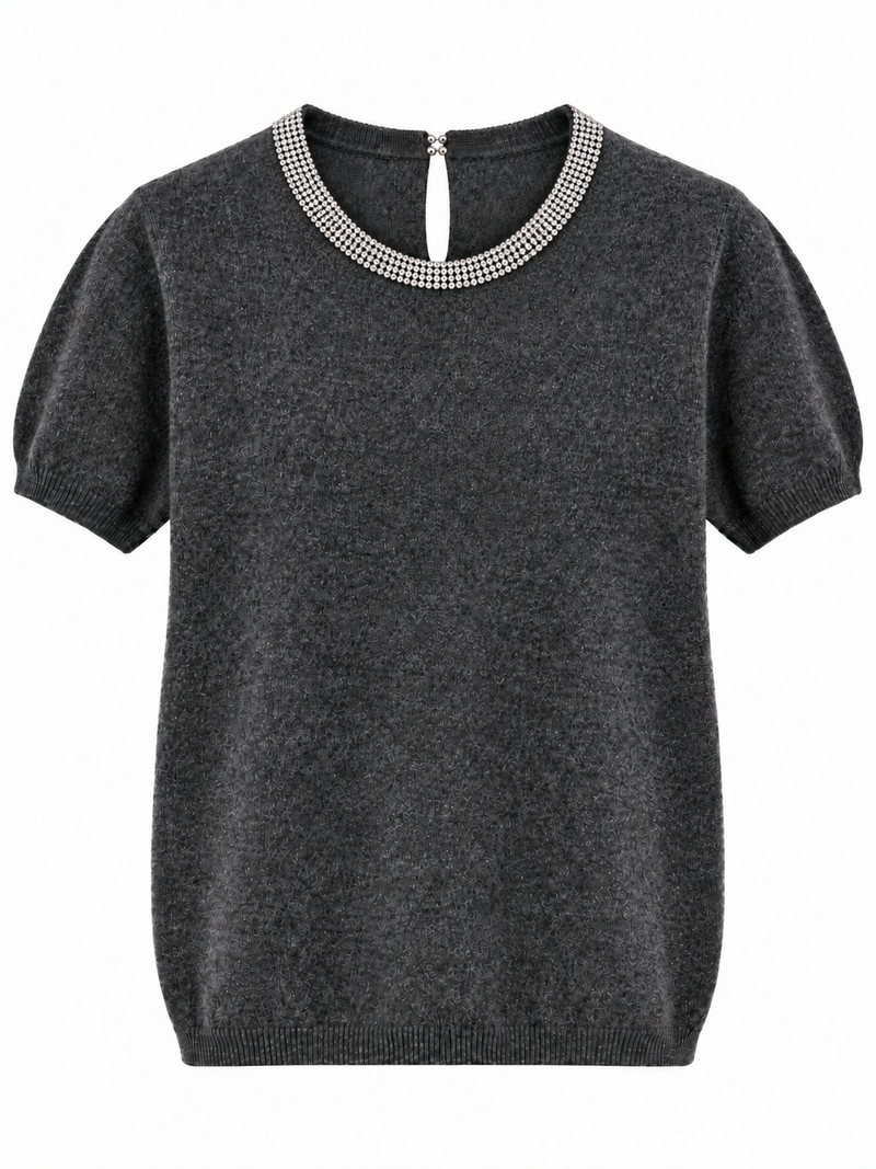 Maglia in lana con scollo in strass