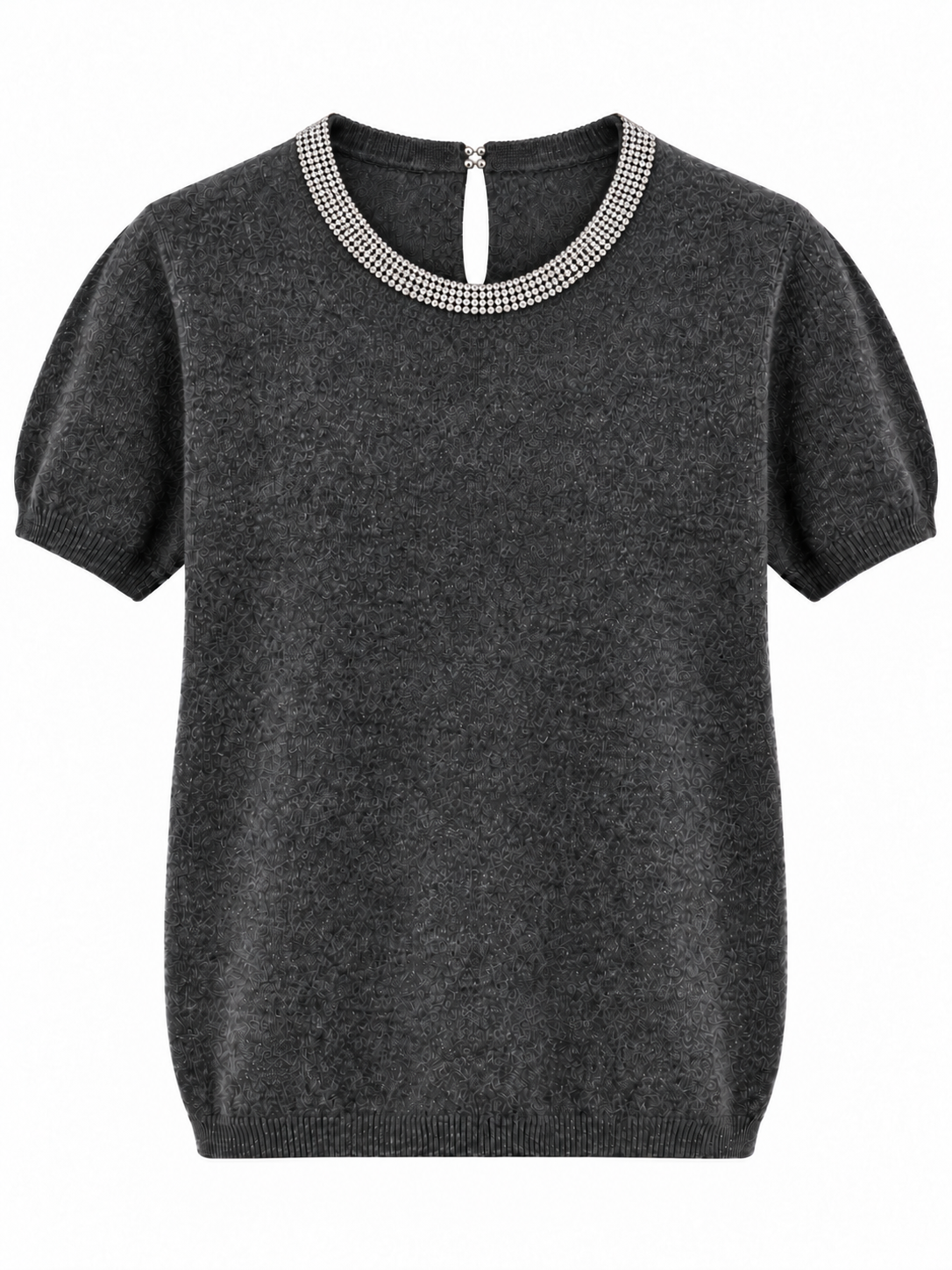 Maglia antracite con strass — fronte
