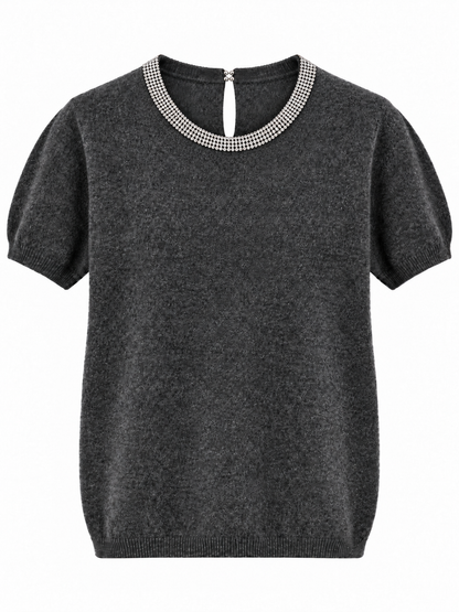 Maglia antracite con strass — fronte