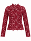 Maglia bordeaux in pizzo floreale effetto scamosciato, fronte
