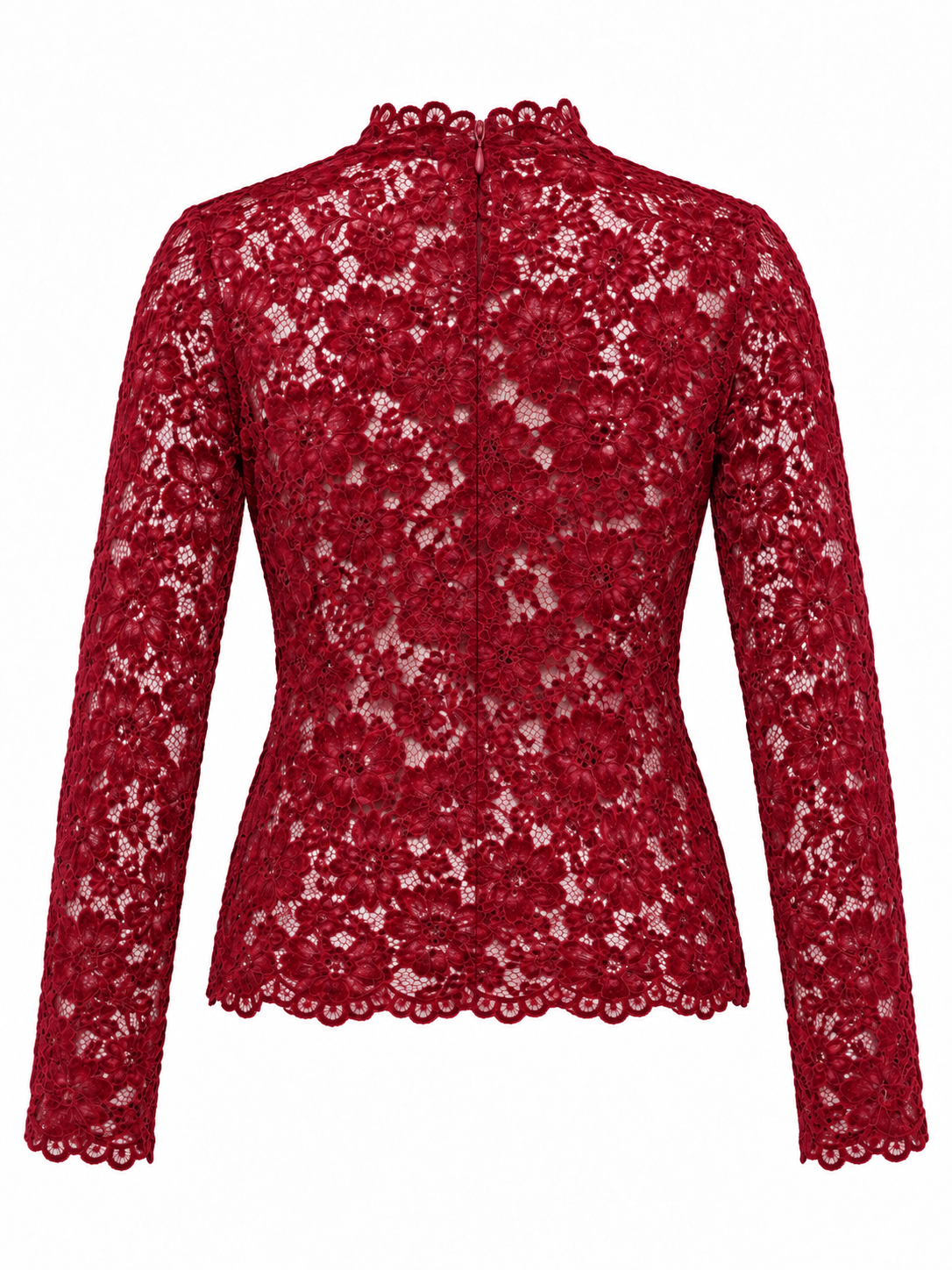 Maglia bordeaux in pizzo, retro con cerniera