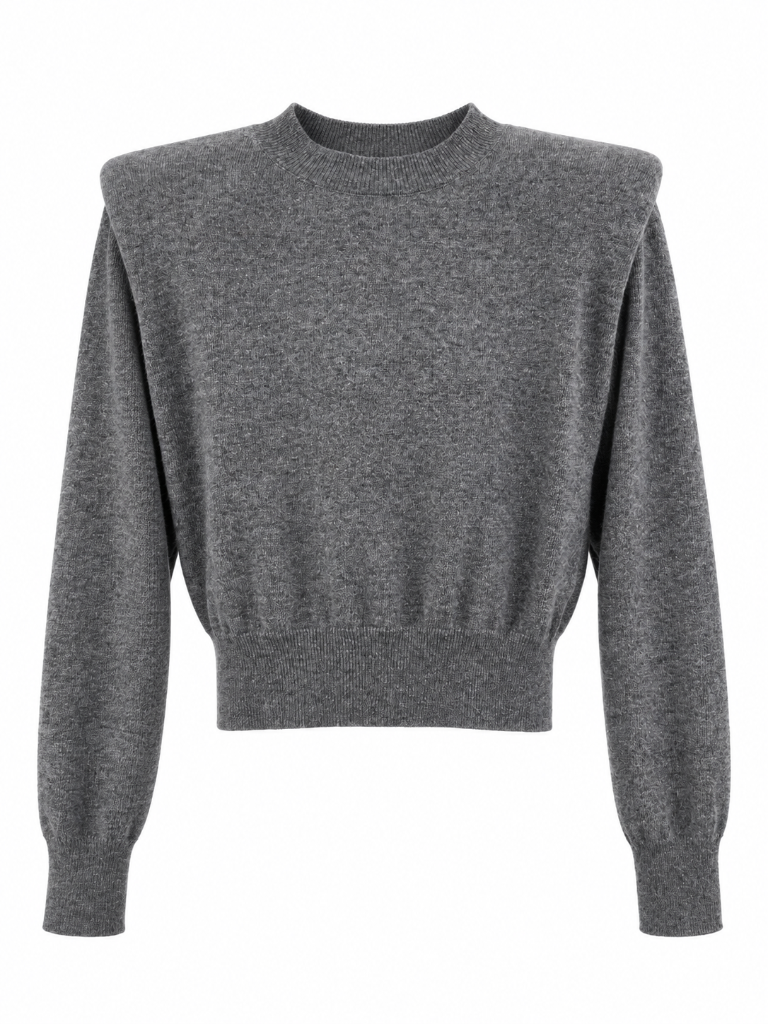 Maglione grigio in lana con spalle imbottite - Vista frontale