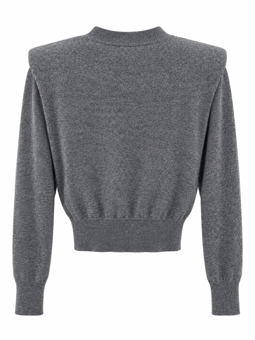 Maglione grigio in lana con spalle imbottite - Vista posteriore