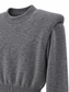 Maglione grigio in lana con spalle imbottite - Dettaglio spalla imbottita e girocollo