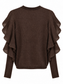 Maglione marrone traforato con volant - retro