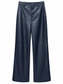 Pantalone blu effetto pelle a gamba ampia – fronte