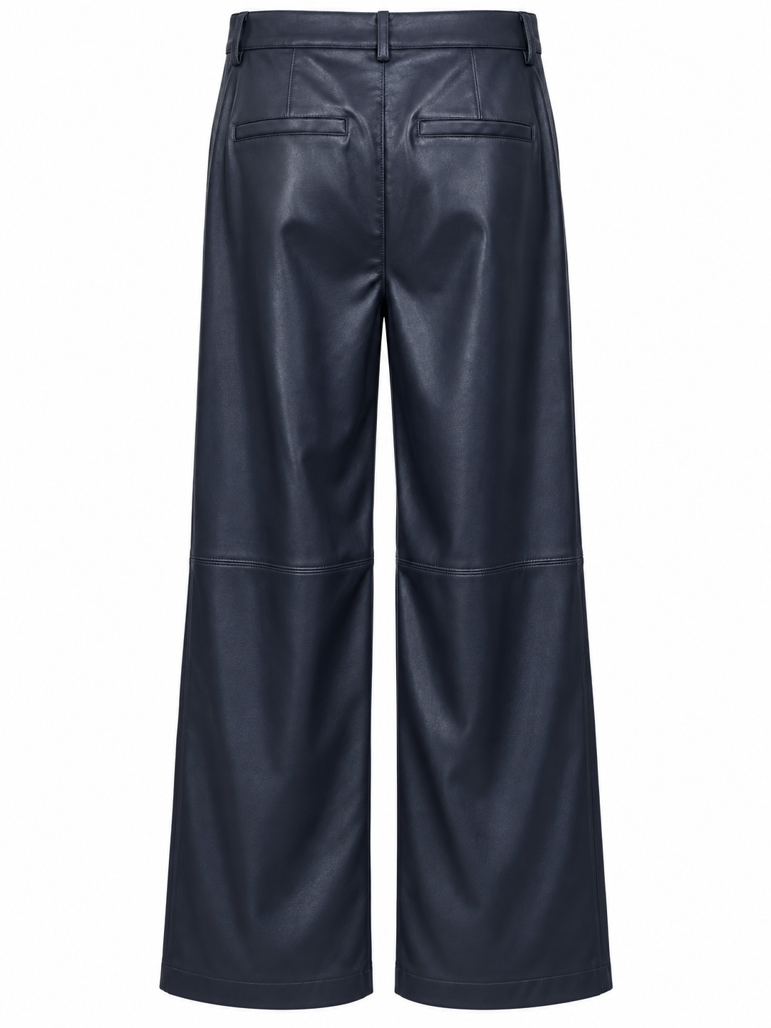 Pantalone blu effetto pelle a gamba ampia – retro