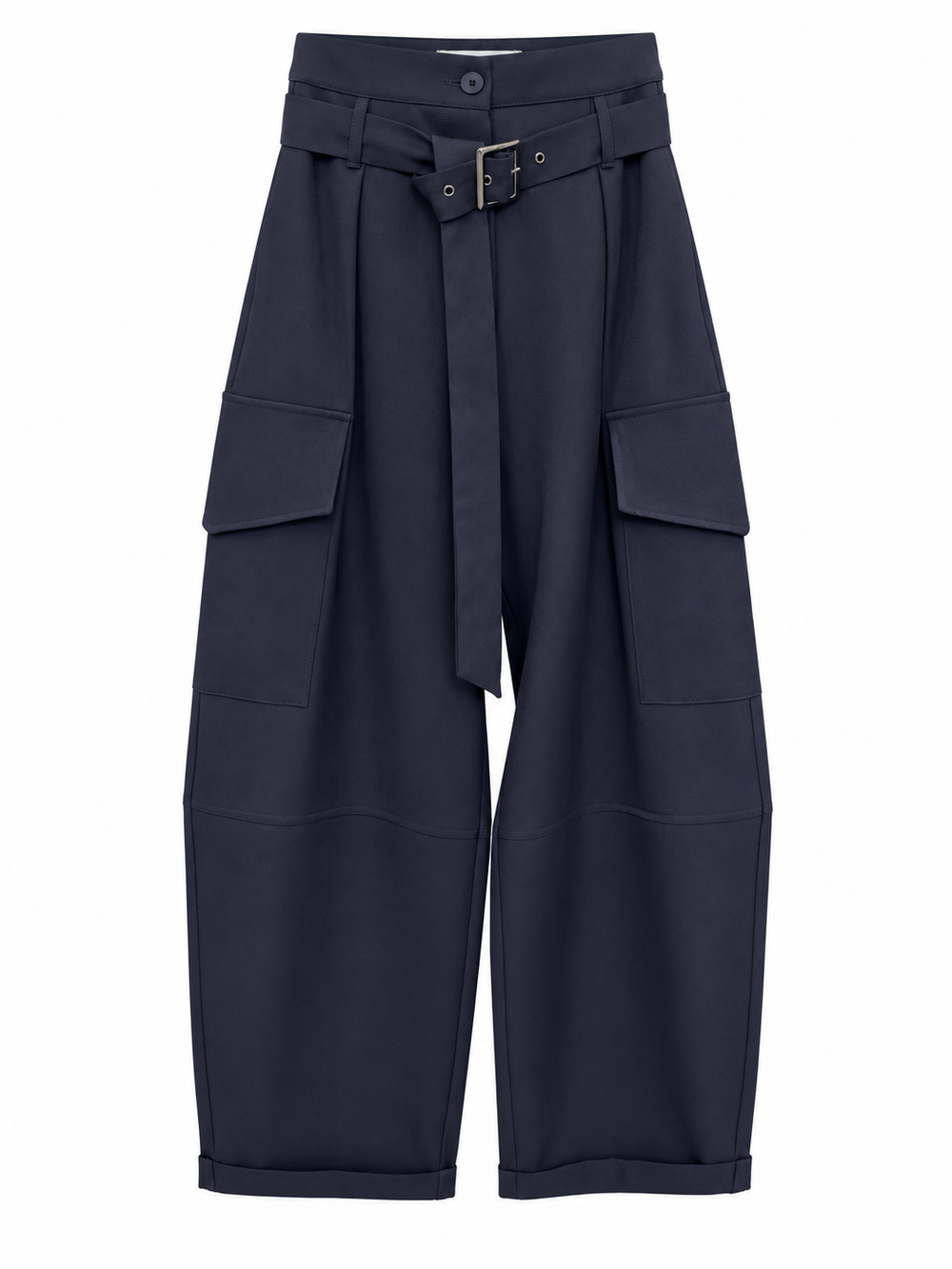 Pantalone cargo blu con cintura