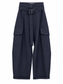 Pantalone cargo blu con cintura — fronte