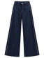 Pantalone in denim blu con ricami — fronte