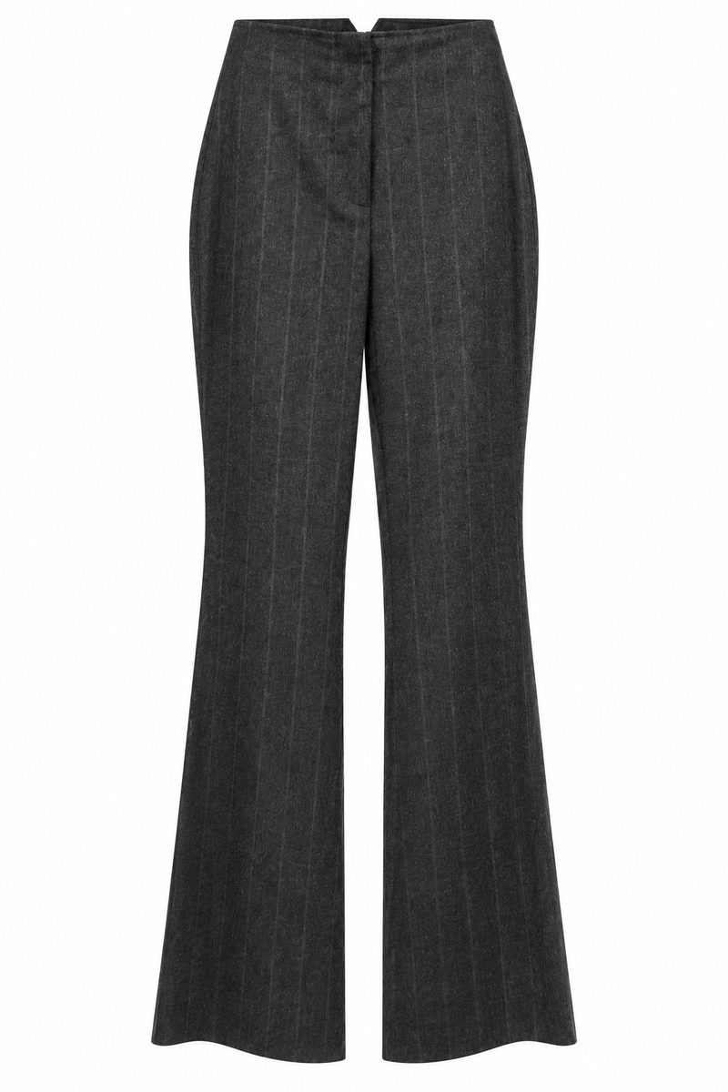 Pantalone gessato antracite a zampa